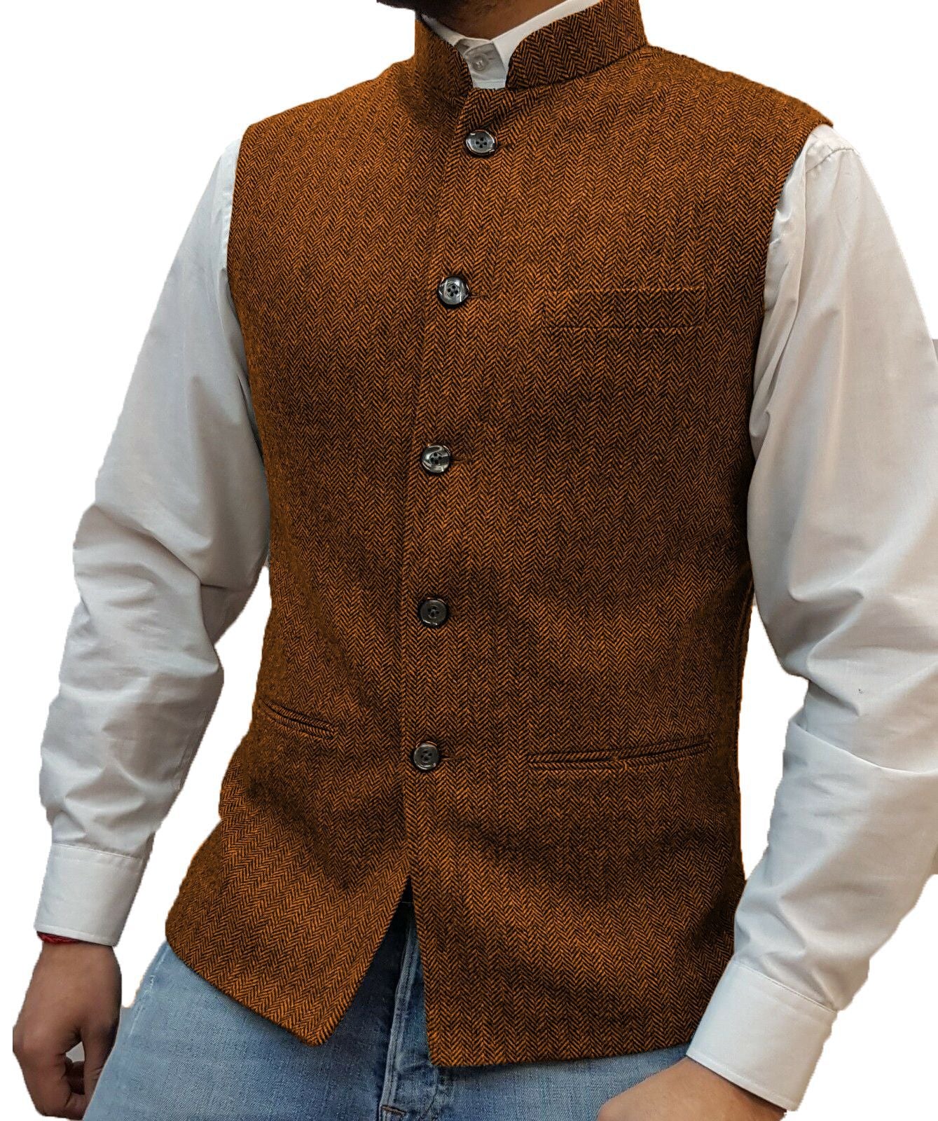 Gilet à chevrons pour homme avec col montant