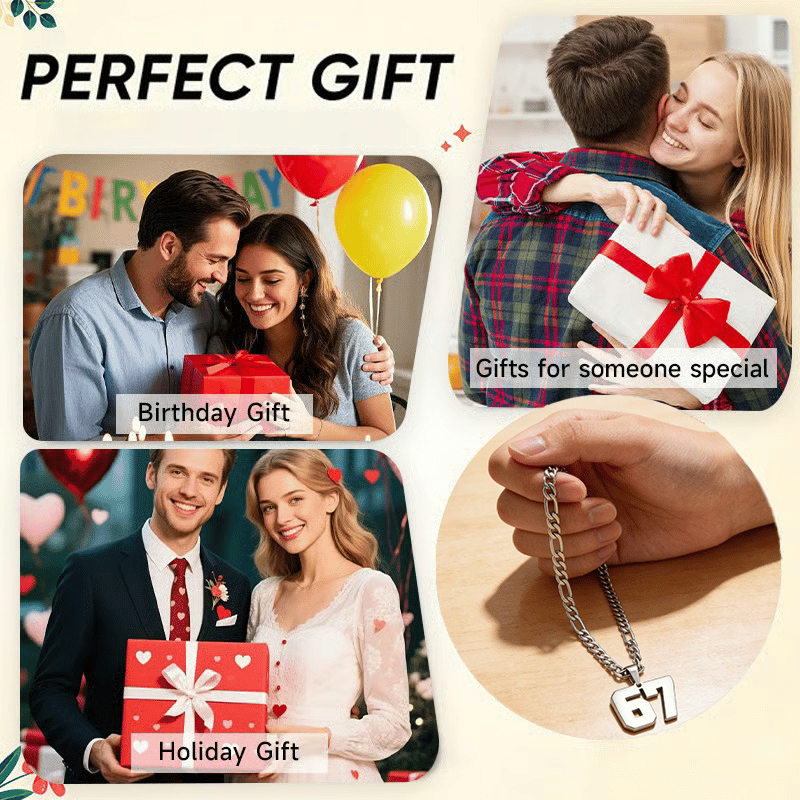 ⛄ Offre Spéciale Hiver：60 % de réduction🔥Exprimez-Vous avec le Pendentif Chiffre 67 - Un Accessoire Unique & Audacieux
