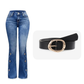 Jean flare délavé taille haute pour femme