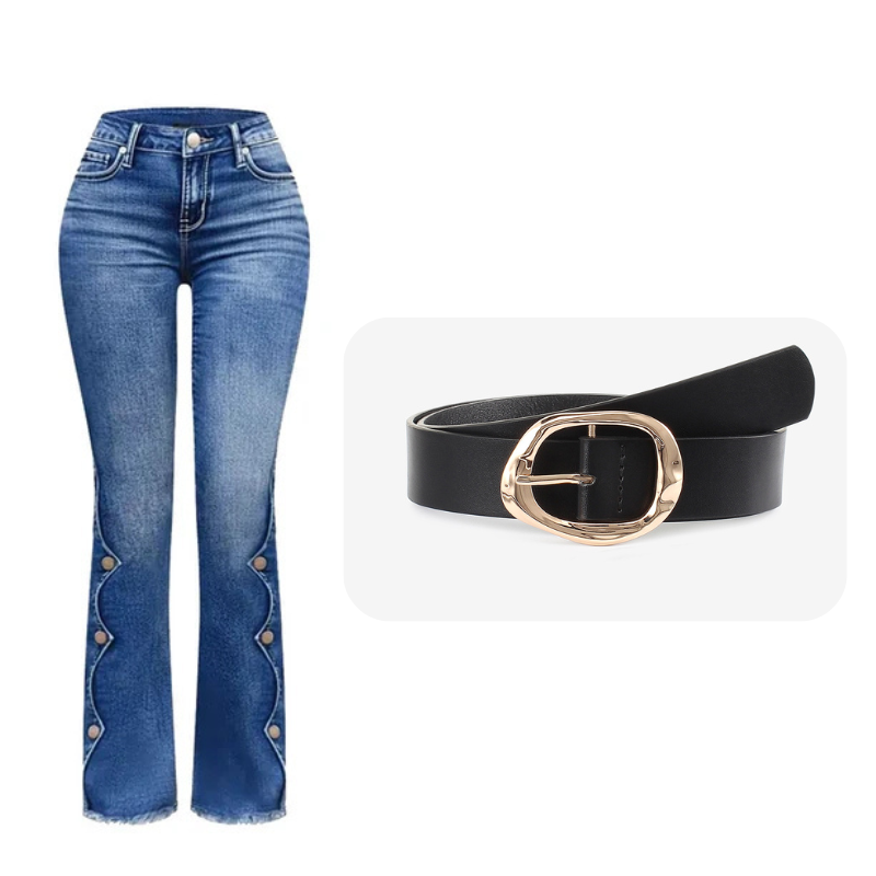 Jean flare délavé taille haute pour femme