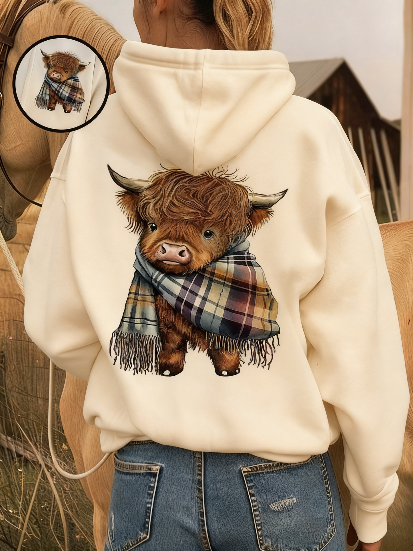 🎄🎅SOLDES DE NOËL 50 % DE RÉDUCTION !!🎁Adorable sweat à capuche doublé polaire Highland Cow