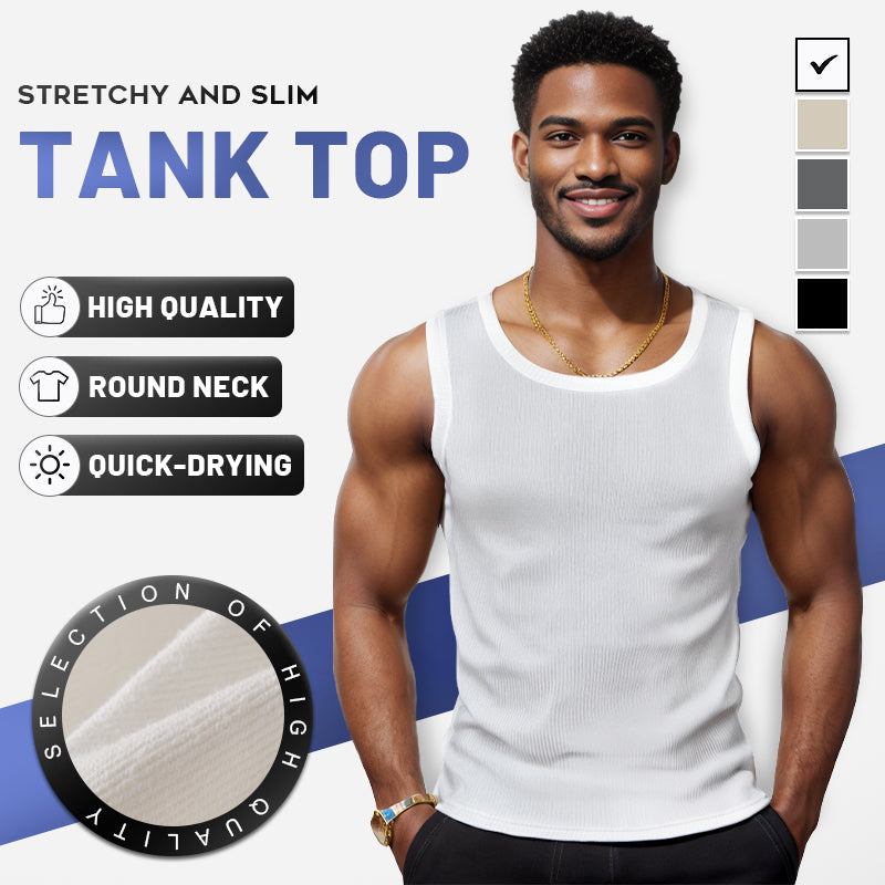 🎉🛍️Les incontournables de l'été pour homme - 3 achetés, 2 offerts🎽Débardeur slim extensible à col rond et séchage rapide