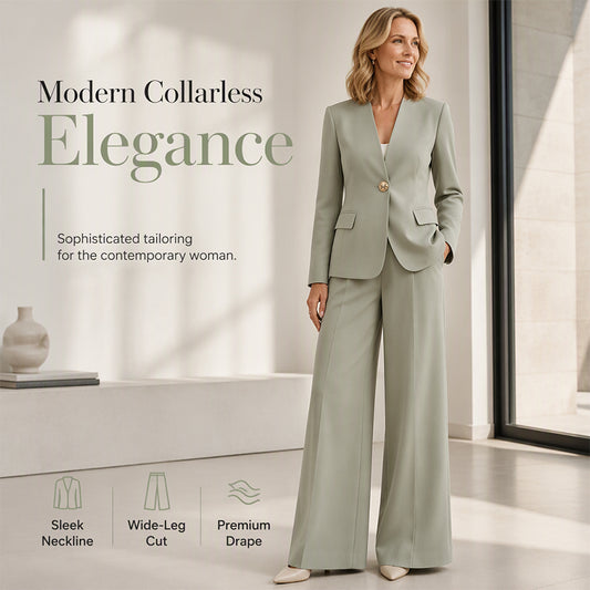 Ensemble deux pièces élégant avec blazer cintré et pantalon large décontracté