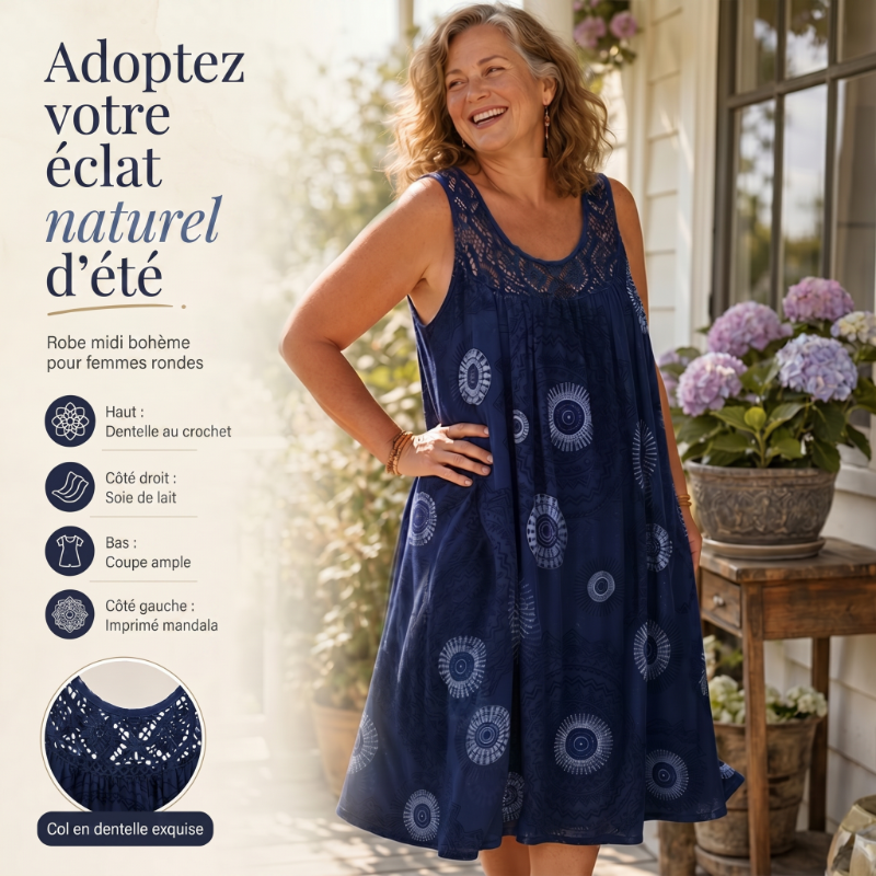 🔥Robe sans manches à col rond imprimée pour femmes