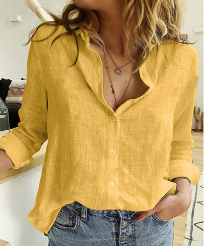 Nouveau Offre spéciale-dames décontracté à manches longues chemise en lin