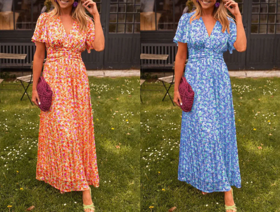 💐50% de réduction🌸Robe florale vintage pour femmes