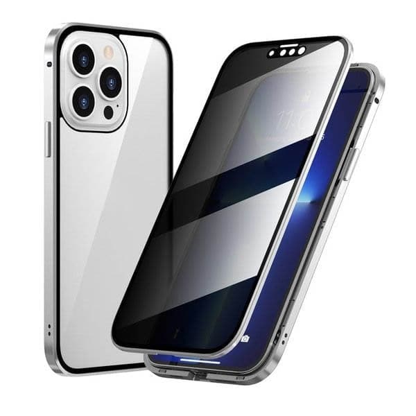 🔥👉Coque magnétique pour iPhone avec verre de confidentialité et métal