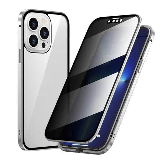 🔥👉Coque magnétique pour iPhone avec verre de confidentialité et métal