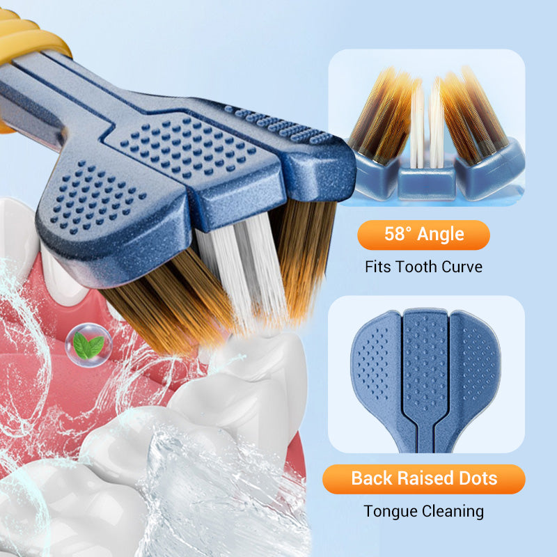 Brosse à dents à trois têtes et multi-angles pour garantir votre sécurité bucco-dentaire📢📢3 dernières heures : Grande vente⏰⏰