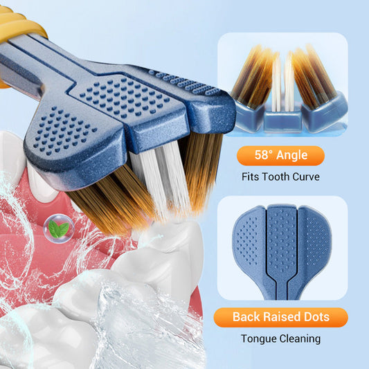 Brosse à dents à trois têtes et multi-angles pour garantir votre sécurité bucco-dentaire📢📢3 dernières heures : Grande vente⏰⏰