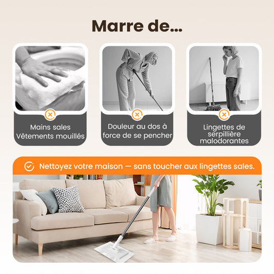 🔥Vente chaude 2025🔥Balai-serpillère anti-poussière jetable avec 4 chiffons réutilisables(🚀 50% de réduction)