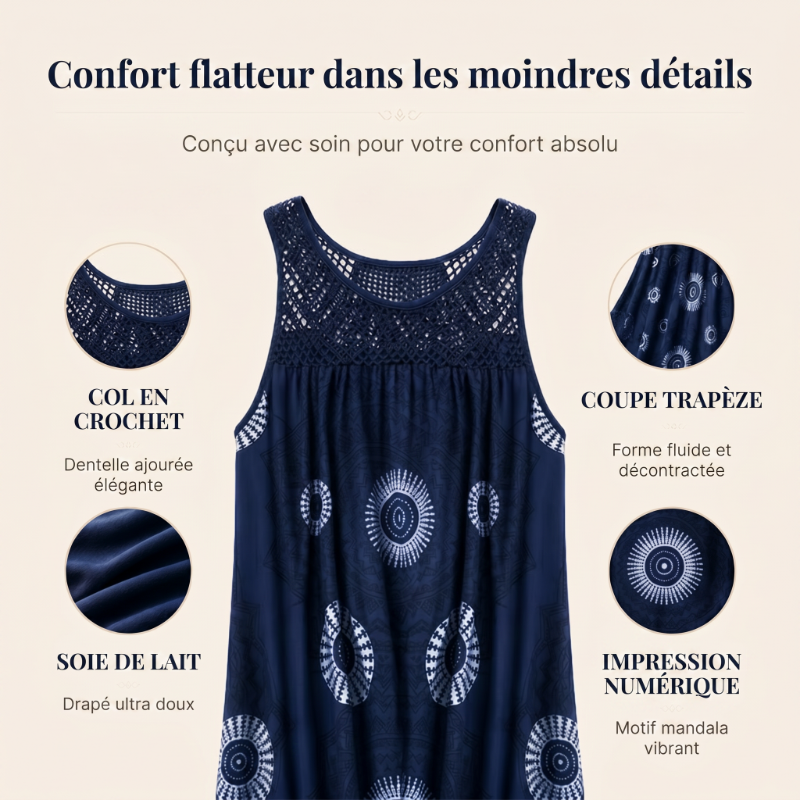 🔥Robe sans manches à col rond imprimée pour femmes