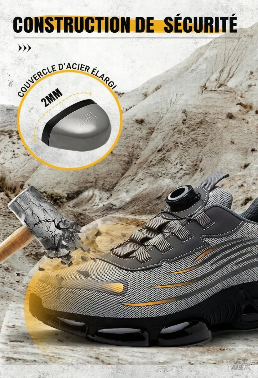🔥👟 PROMO FLASH 50% ! Chaussures de Sécurité Anti-Perforation & Anti-Choc – Système de Serrage Rotatif, Idéales Chantier & Travail 🛡️