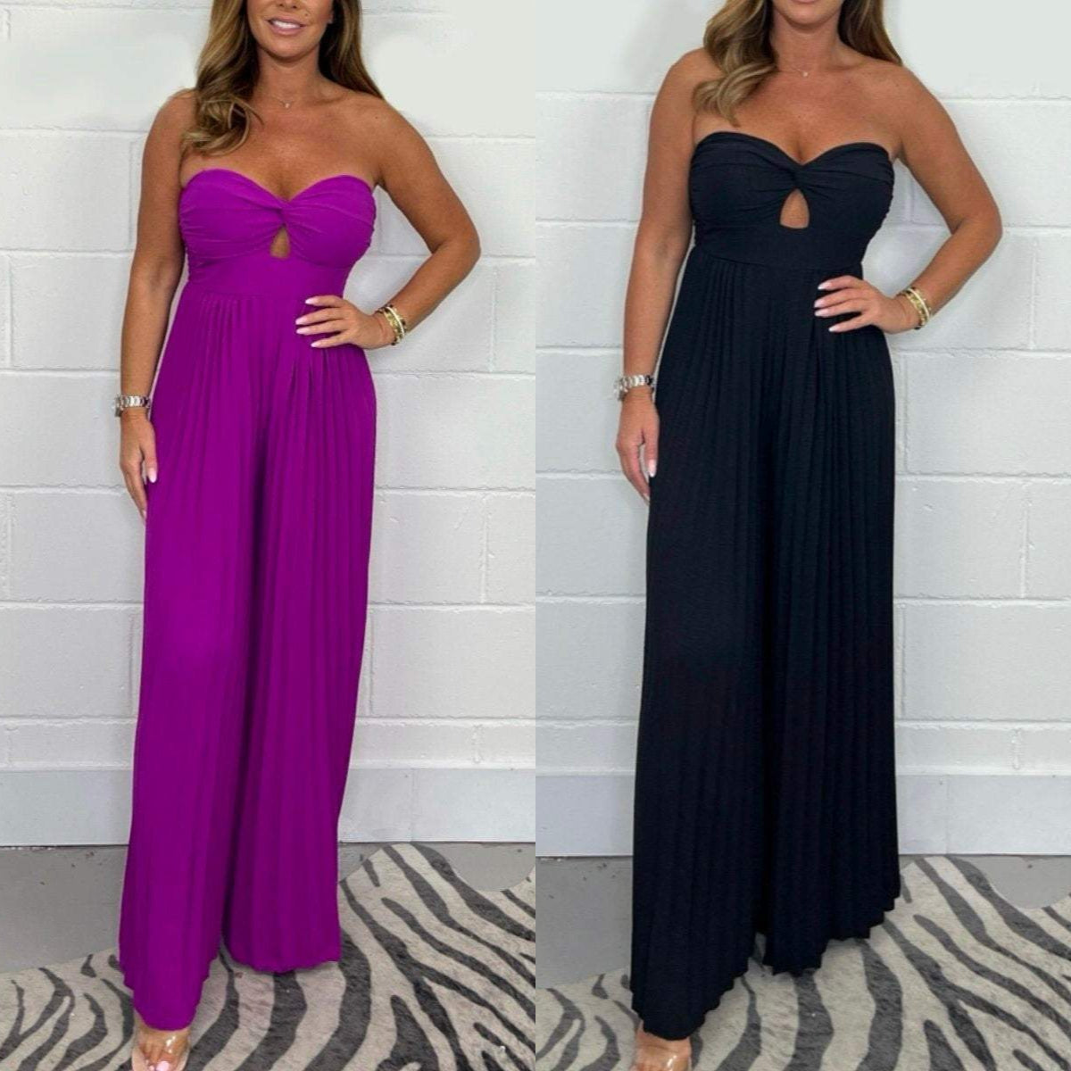 🌸50% de réduction pour une durée limitée🌷Jumpsuit avec top tube en couleur pure（2pcs free shipping）