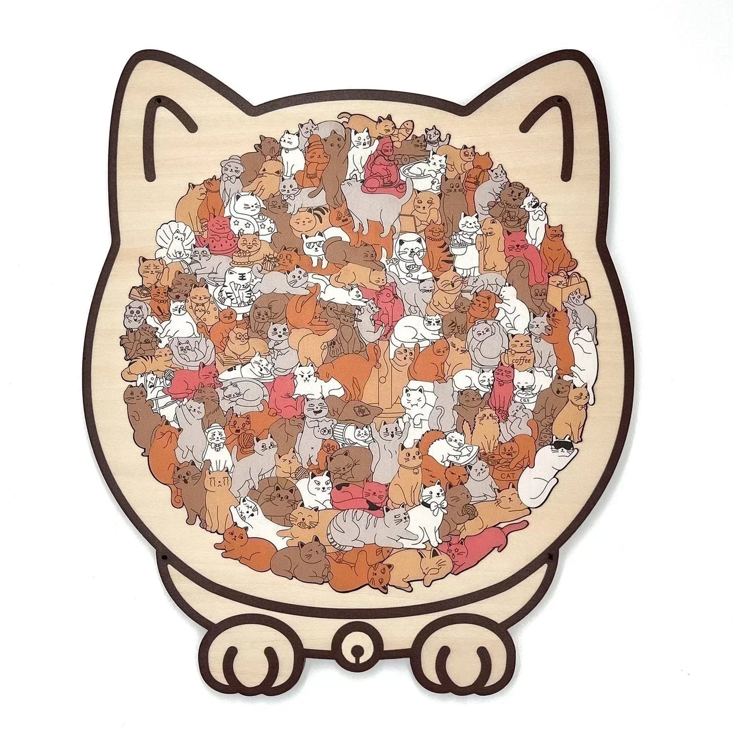 🎅Soldes de Noël 50% de réduction🐱Puzzle en bois représentant un chat aux couleurs Morandi, 135 pièces🎁
