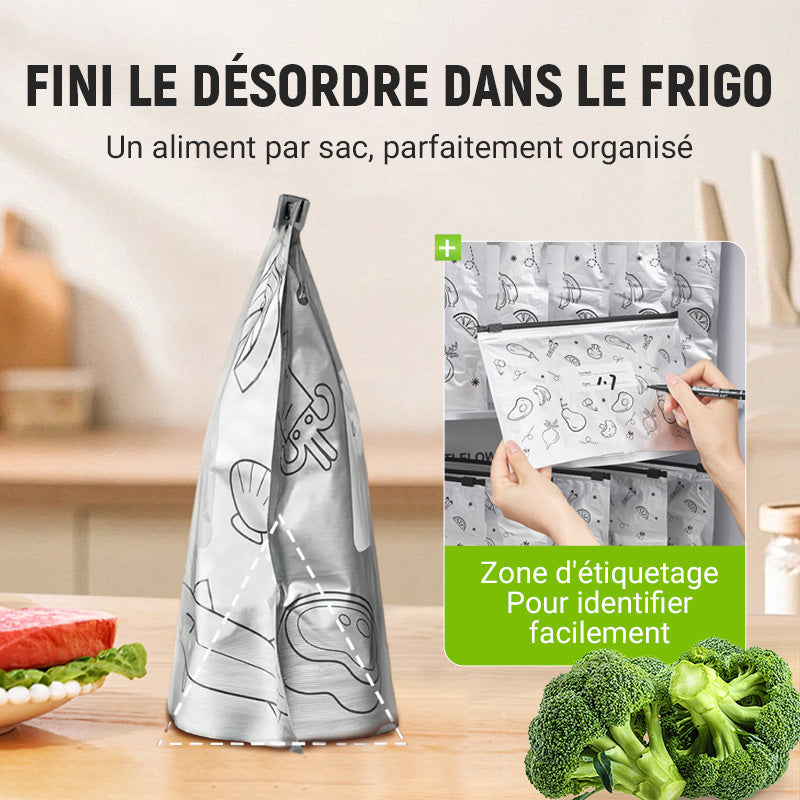 🥦 ACHETEZ 3 - RECEVEZ 2 GRATUITS ! ✨ Sacs de Conservation Aluminium Réutilisables - Garde les Aliments Frais Plus Longtemps, Écologiques et Lavables 🌱📦