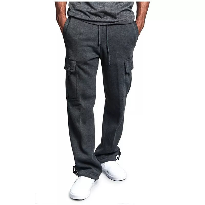 Pantalon de survêtement cargo à jambes larges et poches multiples pour homme