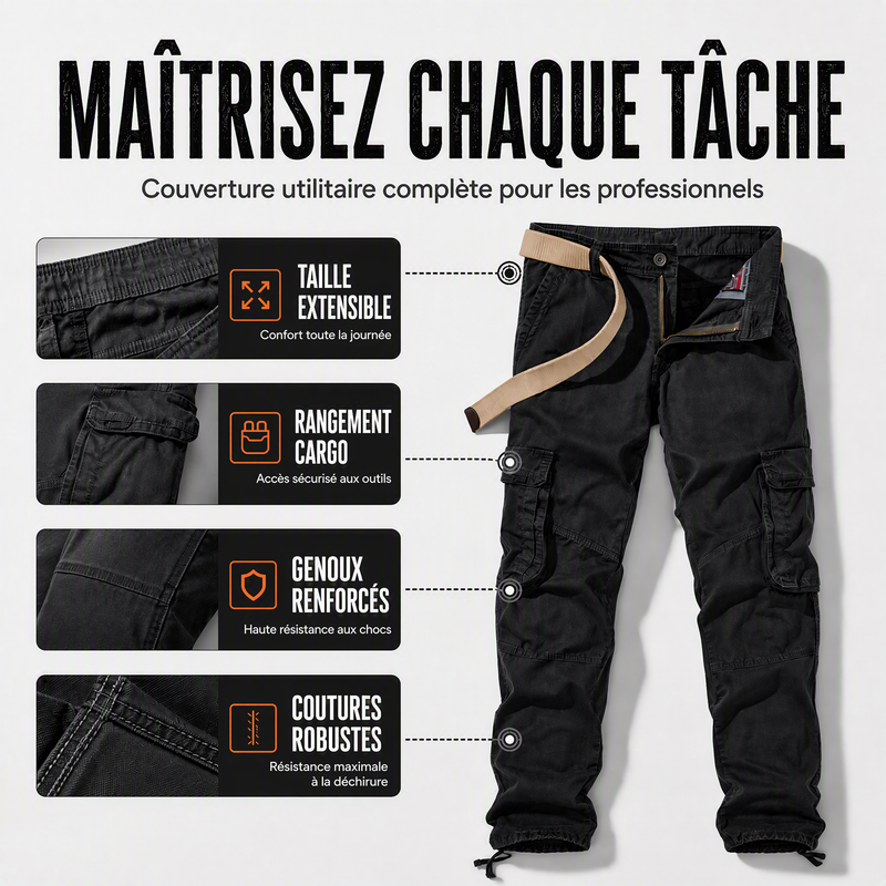 Pantalon cargo tactique multi-poches pour homme