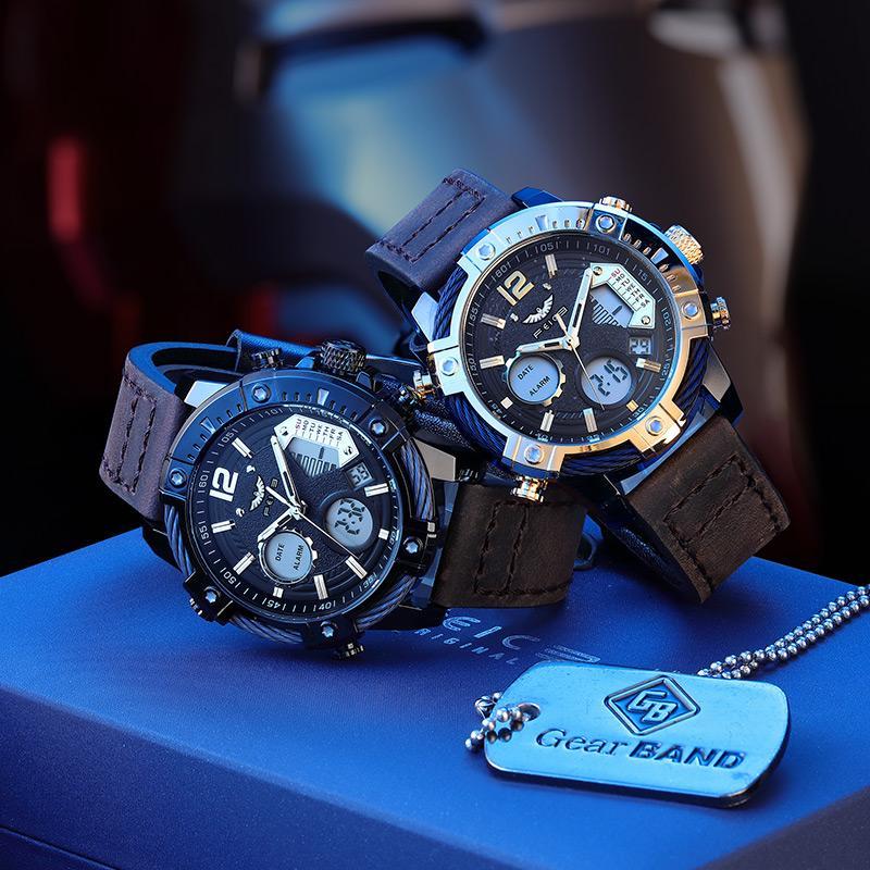 ⌚Montre de sport à quartz multifonctionnelle à double affichage pour homme, étanche à 3 ATM