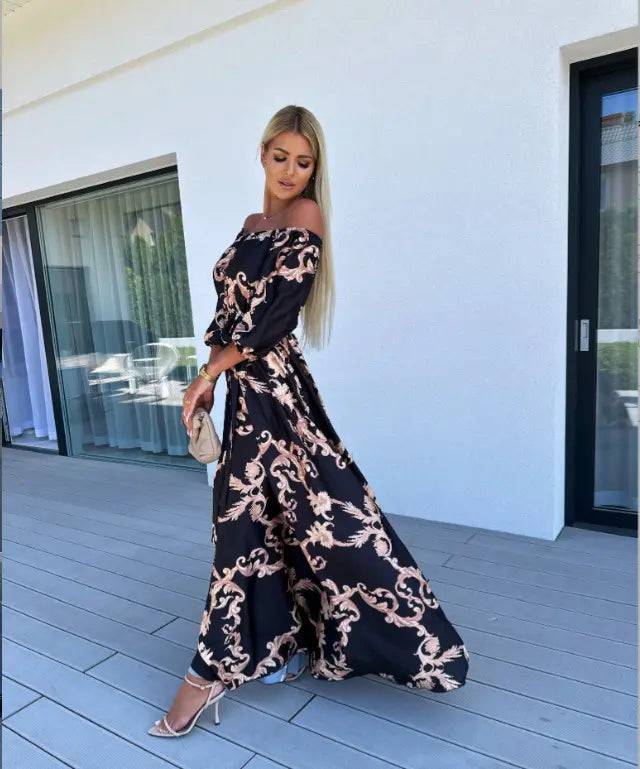 Robe tendance col bateau imprimée🔥🔥Vente chaude -49% OFF