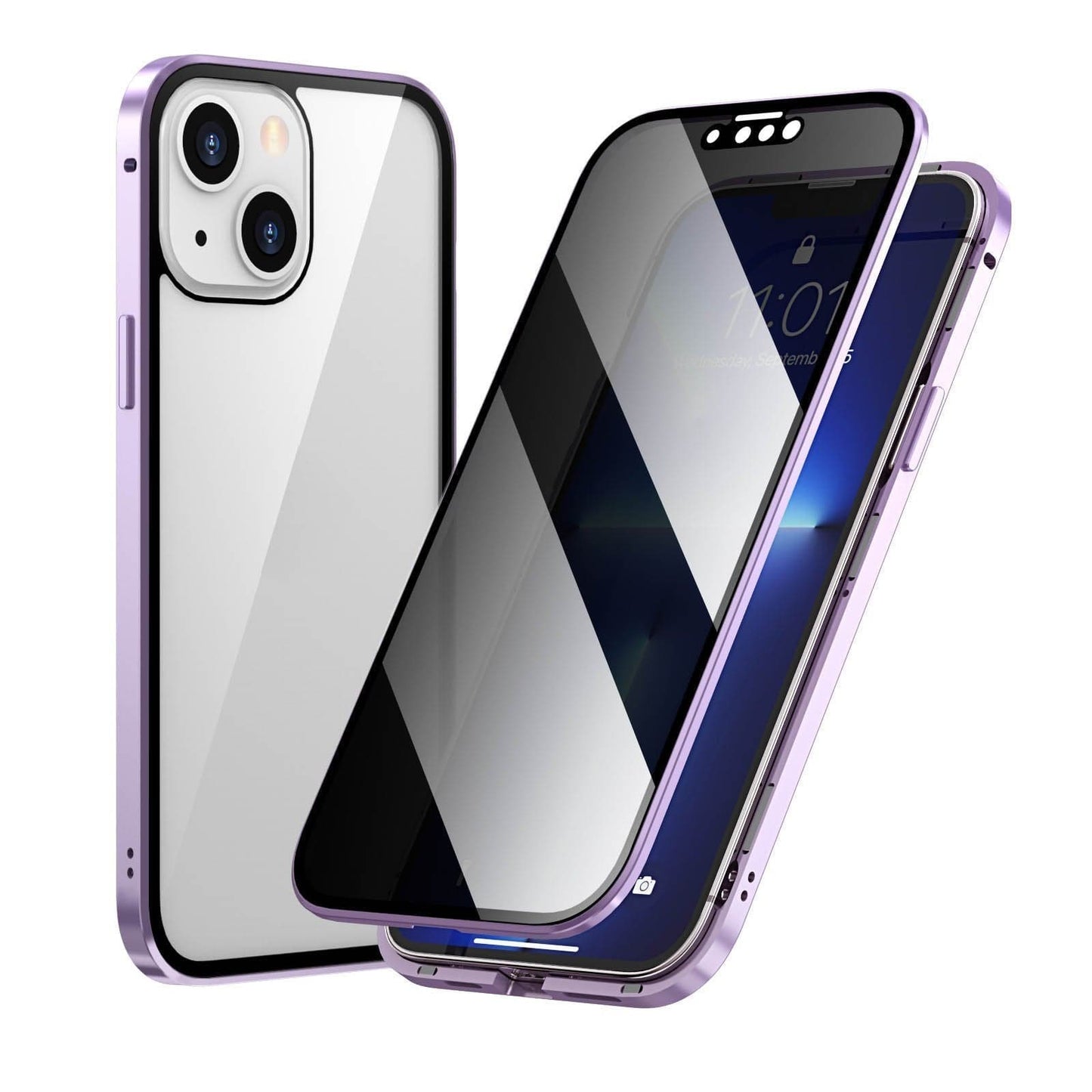 🔥👉Coque magnétique pour iPhone avec verre de confidentialité et métal