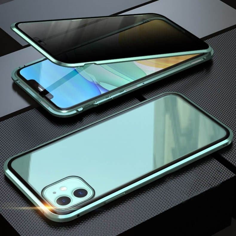 🔥👉Coque magnétique pour iPhone avec verre de confidentialité et métal