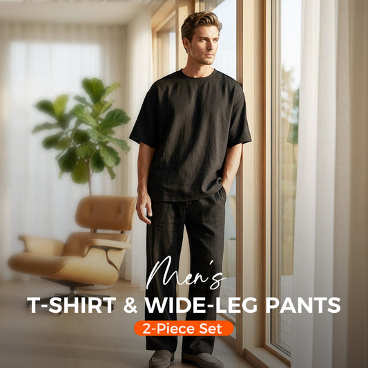 👔 PROMO LIMITÉE 50% DE RÉDUCTION ! ✨ Ensemble Homme 2 Pièces – T-shirt Ample & Pantalon Large, Coupe Confortable, Décontracté ⭐