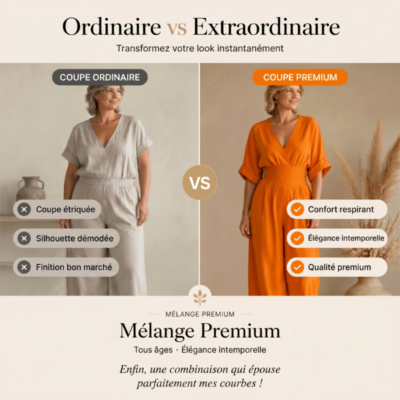 👗 60% DE RÉDUCTION 🌍 Combinaison ample à taille haute & encolure V pour femme – Fluide & légère – Parfaite pour l’été, les voyages ou un look décontracté chic – coupe flatteuse et confortable ✨