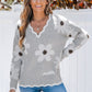 💃49 % DE RÉDUCTION✨🍂Pull à motif floral et bordure festonnée pour femme