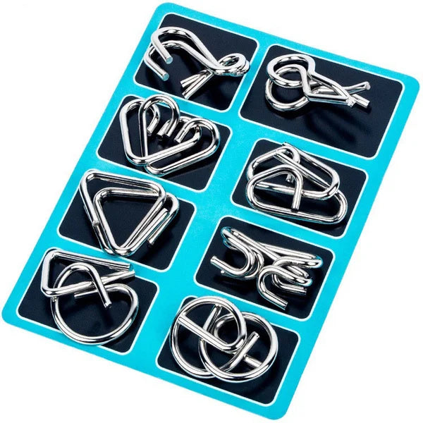 ⏳Spécial à durée limitée⏰Anneau puzzle métallique huit pièces version bleue, défis mentaux