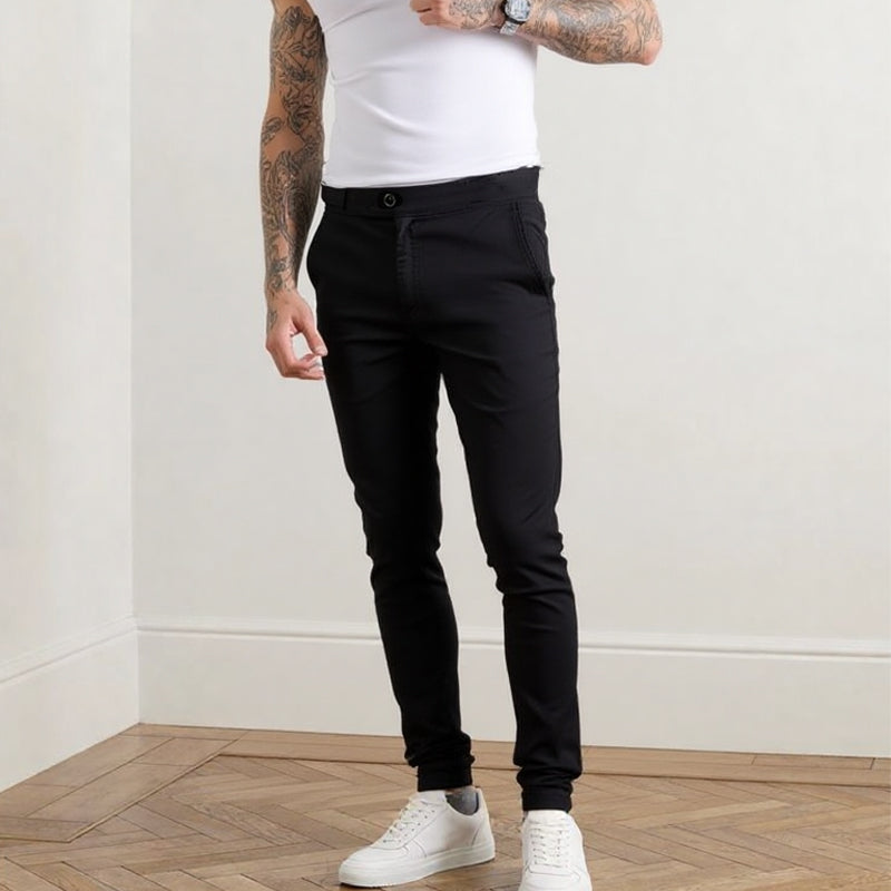👖Pantalon slim décontracté pour homme, couleur unie + ceinture