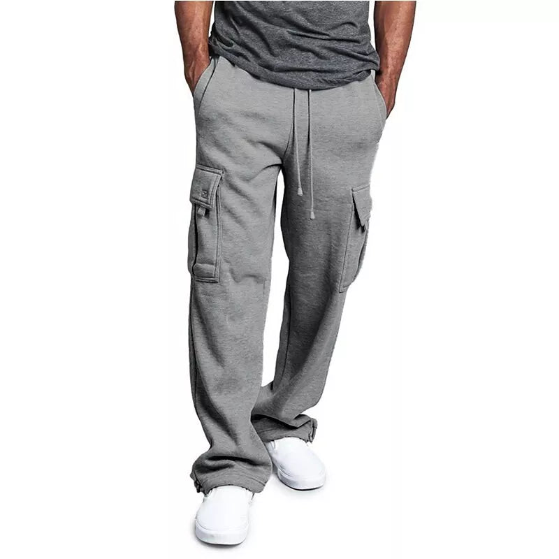 Pantalon de survêtement cargo à jambes larges et poches multiples pour homme
