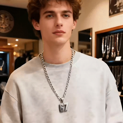 ⛄ Offre Spéciale Hiver：60 % de réduction🔥Exprimez-Vous avec le Pendentif Chiffre 67 - Un Accessoire Unique & Audacieux
