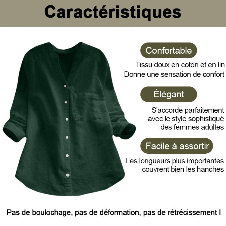 Chemise décontractée en lin et coton faite à la main