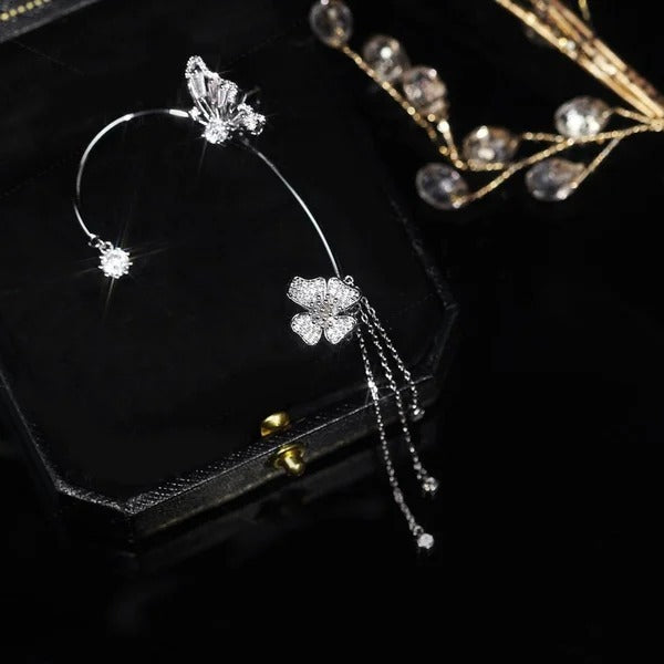 ✨Boucles d'oreilles élégantes en forme de papillon et de fleur avec glands