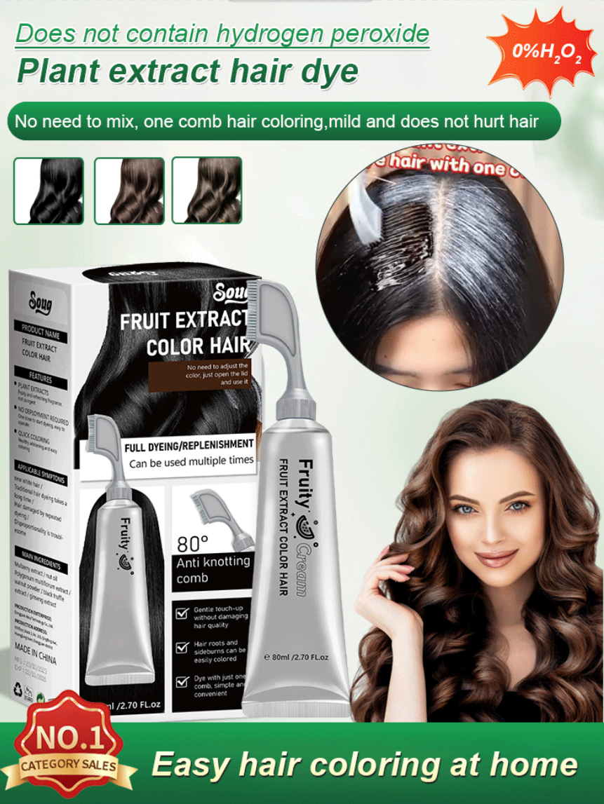📢🌸👧Acheter 3  Obtenez  2 Gratuit🌸 Essence de fruits Peignon de teinture de cheveux