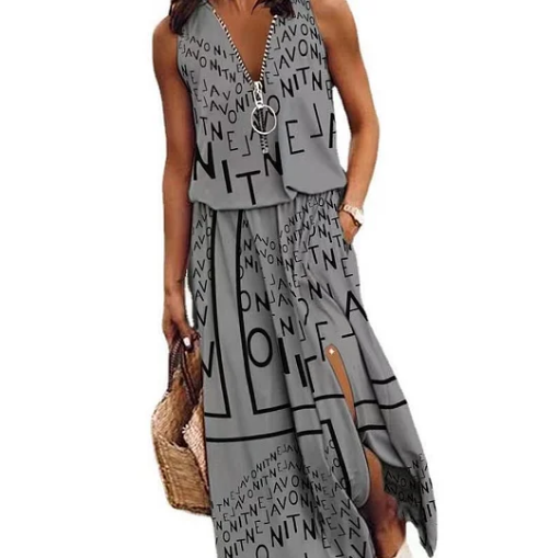 ⏰50% de réduction pour une durée limitée🔥Robe simple avec fermeture éclair et fente