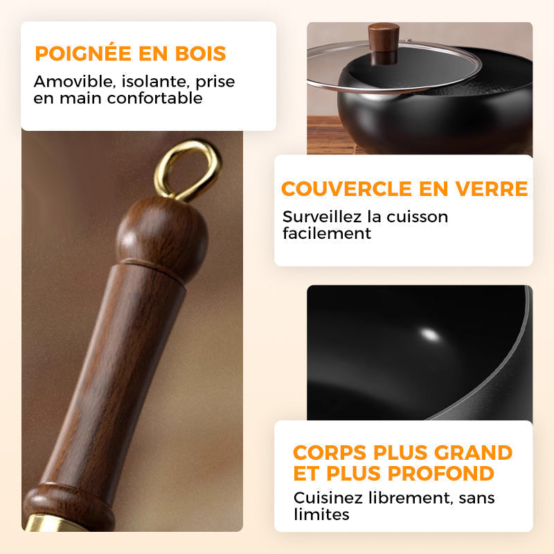 🔥Wok Épais en Fonte Non Revêtu🎁C'est le dernier jour de la promotion🚨 !