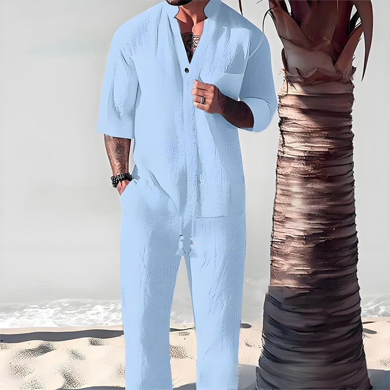 🌿Haute qualité🌿Meilleur confort💧Ensemble deux pièces en coton pour homme : haut et pantalo