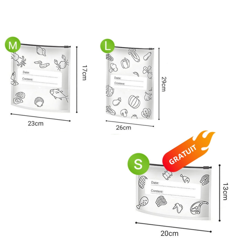 🥦 ACHETEZ 3 - RECEVEZ 2 GRATUITS ! ✨ Sacs de Conservation Aluminium Réutilisables - Garde les Aliments Frais Plus Longtemps, Écologiques et Lavables 🌱📦