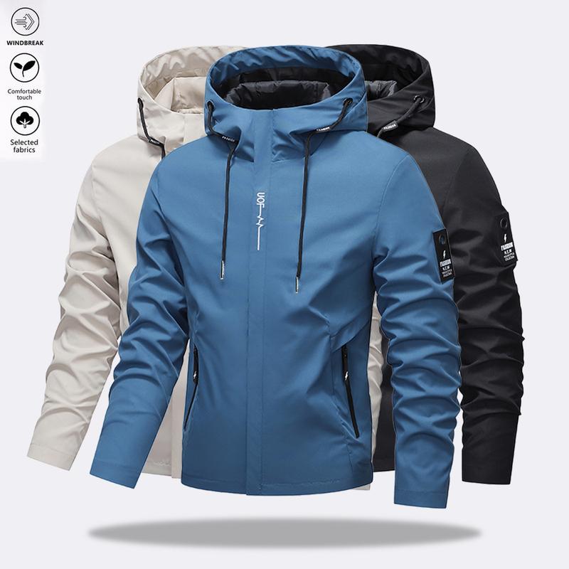 📢📢 50% DE RÉDUCTION ! ✨Veste à capuche zippée, coupe-vent et imperméable, couleur unie, pour homme