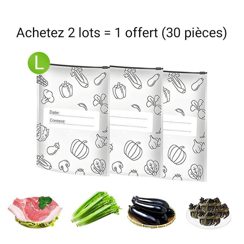 🥦 ACHETEZ 3 - RECEVEZ 2 GRATUITS ! ✨ Sacs de Conservation Aluminium Réutilisables - Garde les Aliments Frais Plus Longtemps, Écologiques et Lavables 🌱📦