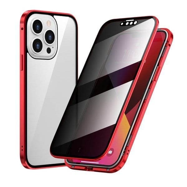 🔥👉Coque magnétique pour iPhone avec verre de confidentialité et métal