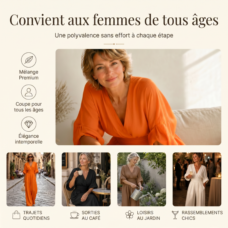 👗 60% DE RÉDUCTION 🌍 Combinaison ample à taille haute & encolure V pour femme – Fluide & légère – Parfaite pour l’été, les voyages ou un look décontracté chic – coupe flatteuse et confortable ✨