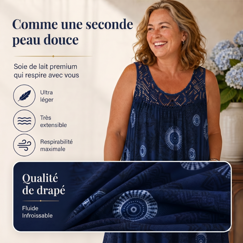 🔥Robe sans manches à col rond imprimée pour femmes
