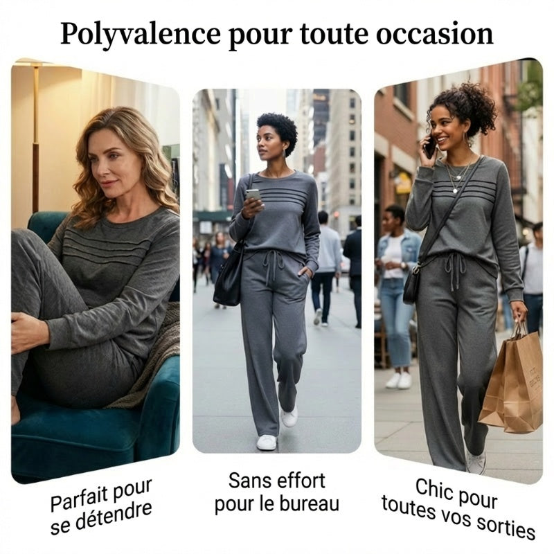 🥳💞 +45 000 vendues🔥50 % de réduction💥Ensemble Femme Décontracté avec Haut et Pantalon à Cordon de Serrage👕👖