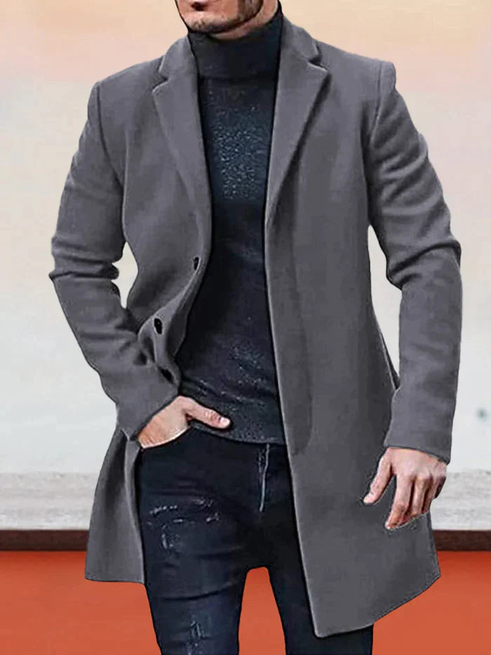 Veste de couleur unie à boucle simple pour hommes