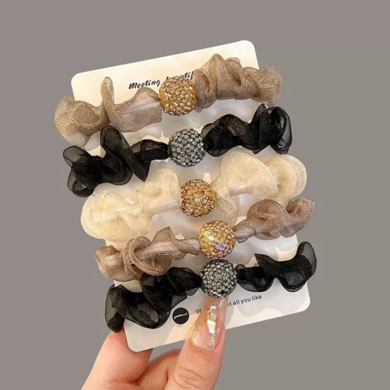 🌟Élégants élastiques à cheveux en maille strass💕