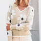 💃49 % DE RÉDUCTION✨🍂Pull à motif floral et bordure festonnée pour femme