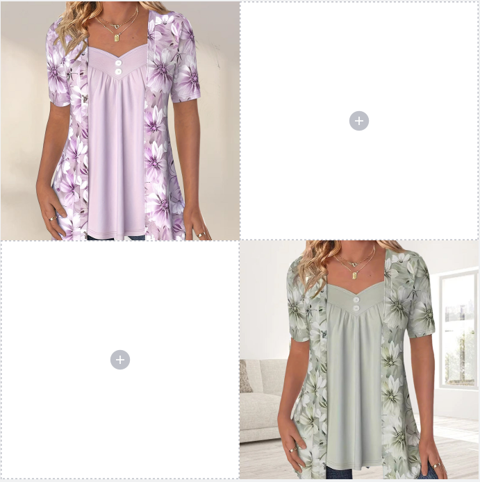 Top patchwork floral irrégulier pour femmes